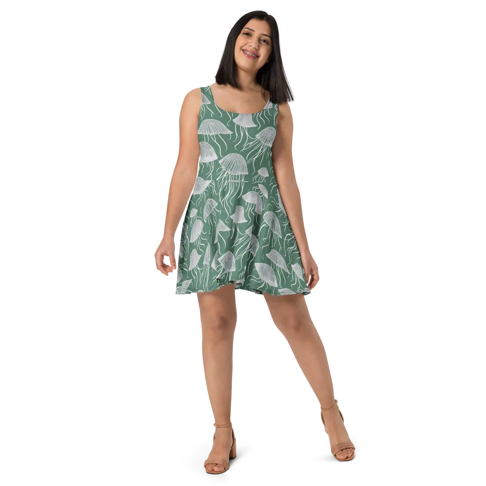 Seafoam Drift on Skater Dress — Front