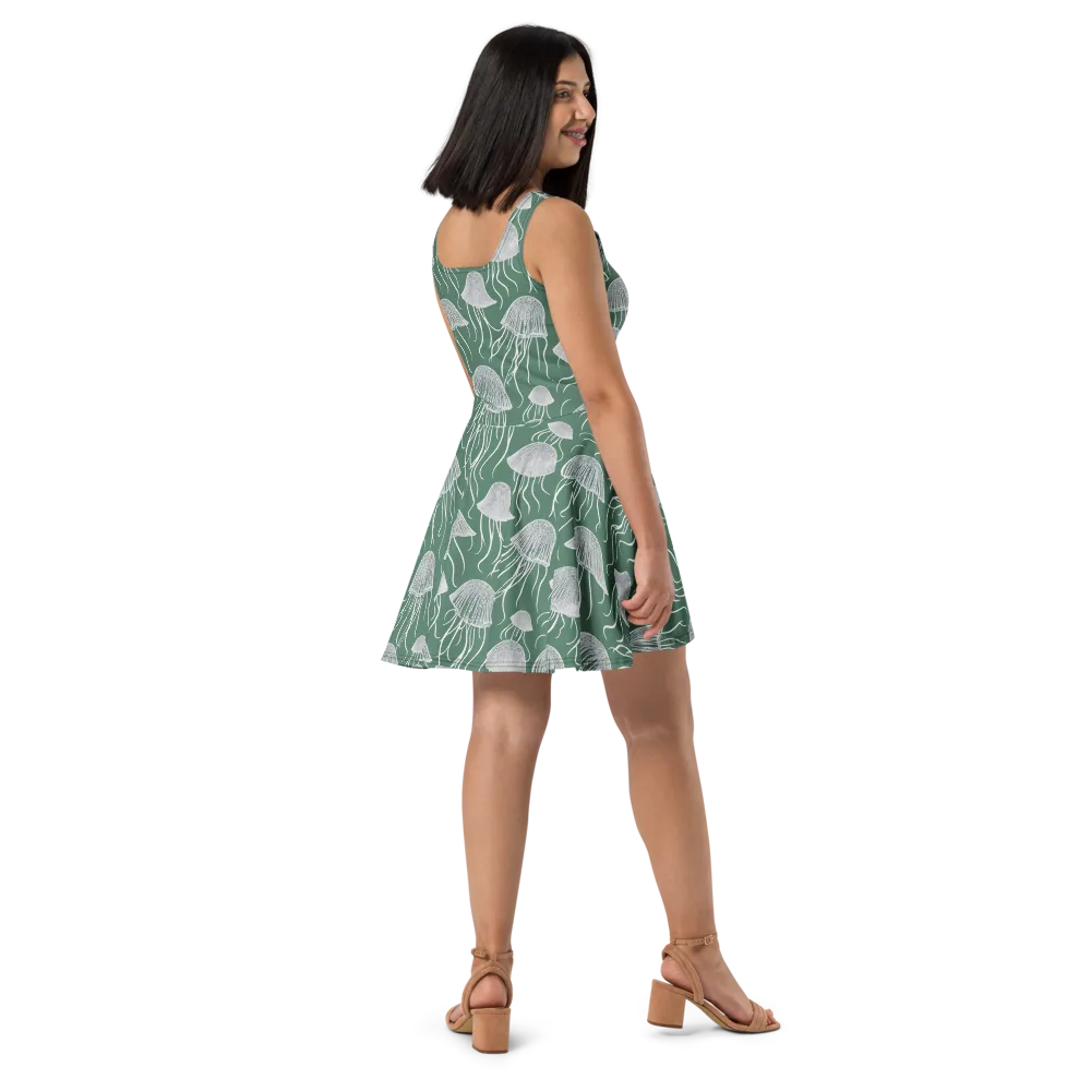 Seafoam Drift on Skater Dress — Right