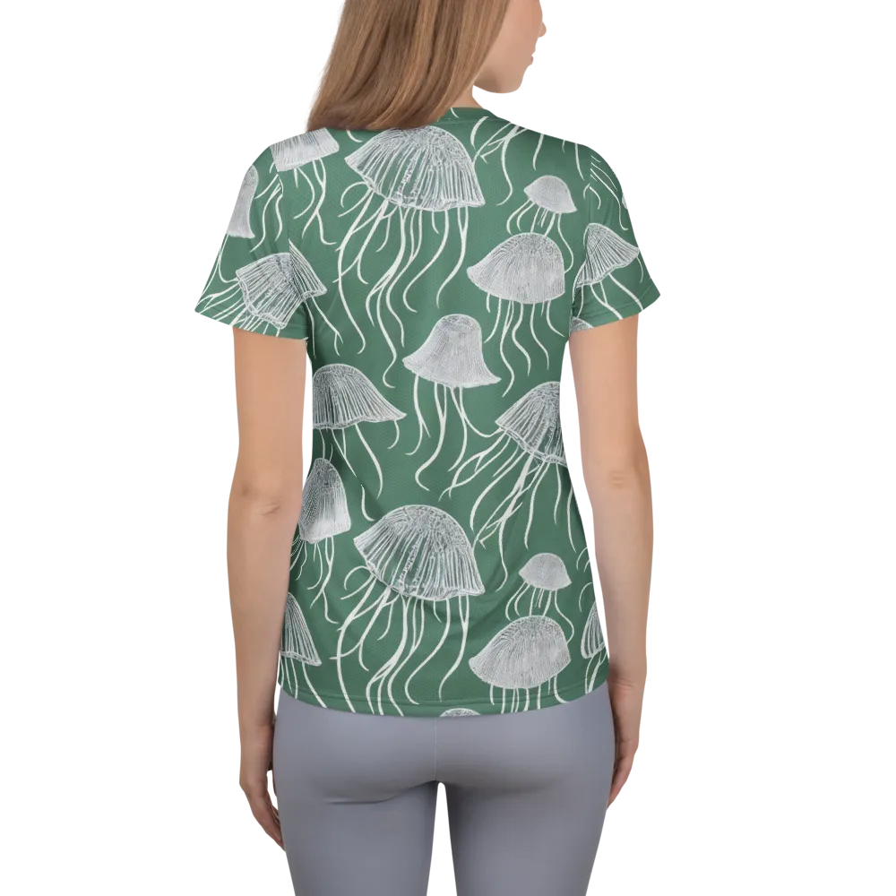 Seafoam Drift on Women's Athletic T-Shirt — Back