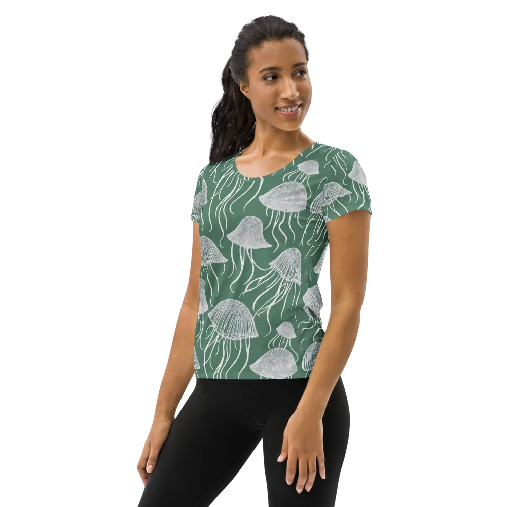 Seafoam Drift on Women's Athletic T-Shirt — Left