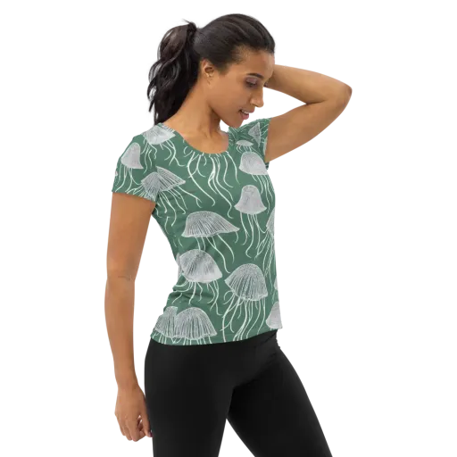 Seafoam Drift on a Women's Athletic T-Shirt