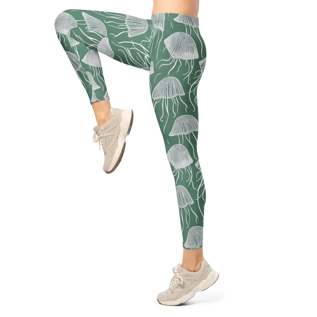 Seafoam Drift on Leggings — Left