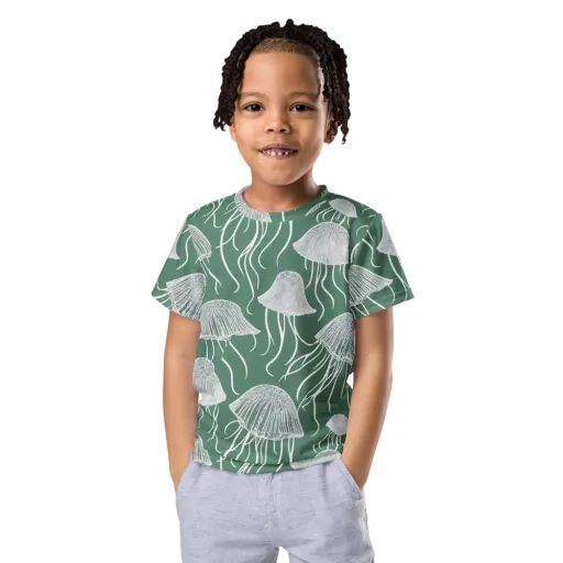 Seafoam Drift on a Kids Crew Neck T-Shirt