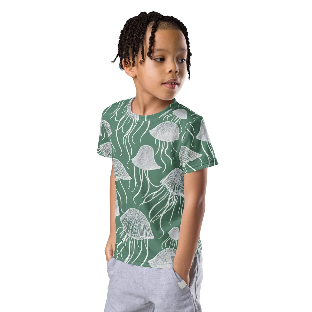 Seafoam Drift on Kids Crew Neck T-Shirt — Left Front