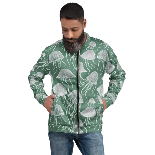 Seafoam Drift on a Bomber Jacket