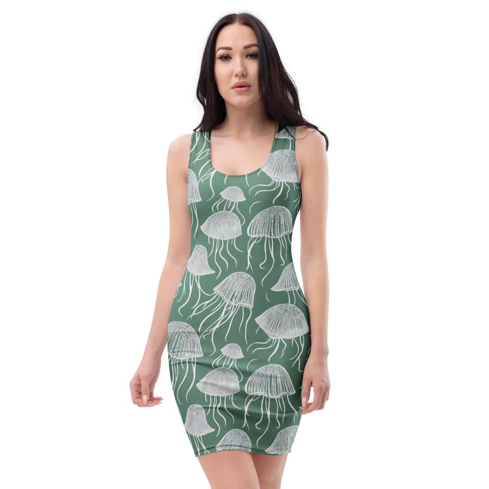 Seafoam Drift on Bodycon Dress — Front