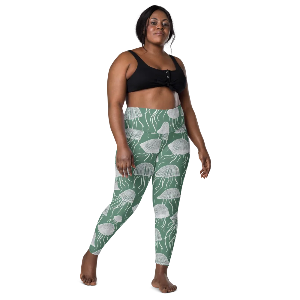 Seafoam Drift on Leggings with Pockets — Front