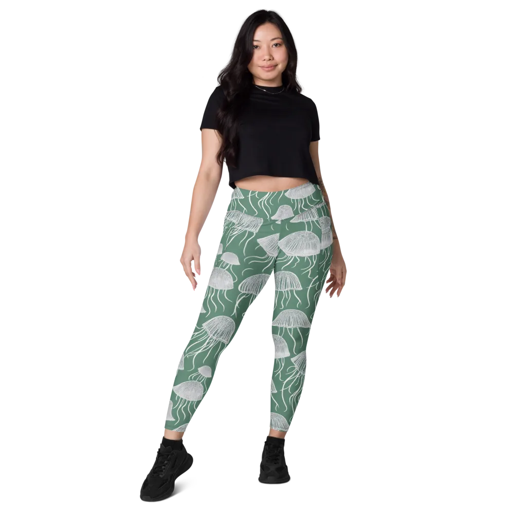 Seafoam Drift on Leggings with Pockets — Front