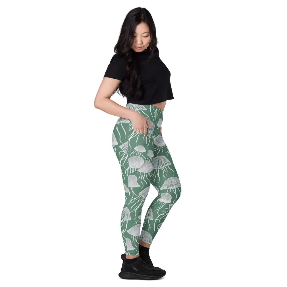 Seafoam Drift on Leggings with Pockets — Right