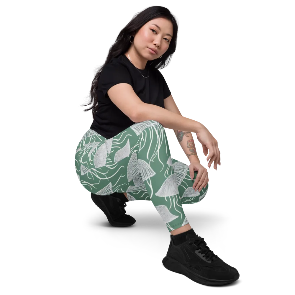 Seafoam Drift on Leggings with Pockets — Right Front