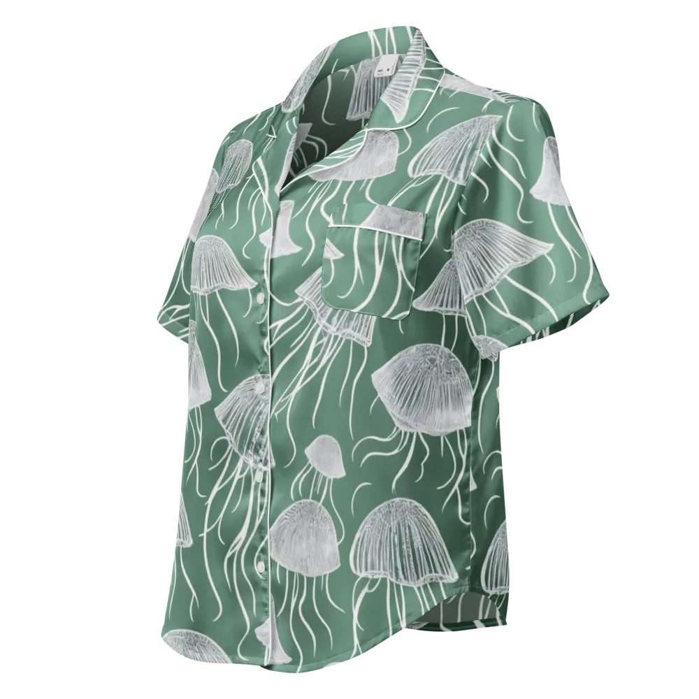 Seafoam Drift on Women's Short Sleeve Pajama Top — Left Front