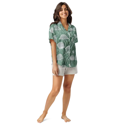 Seafoam Drift on a Women's Short Sleeve Pajama Top