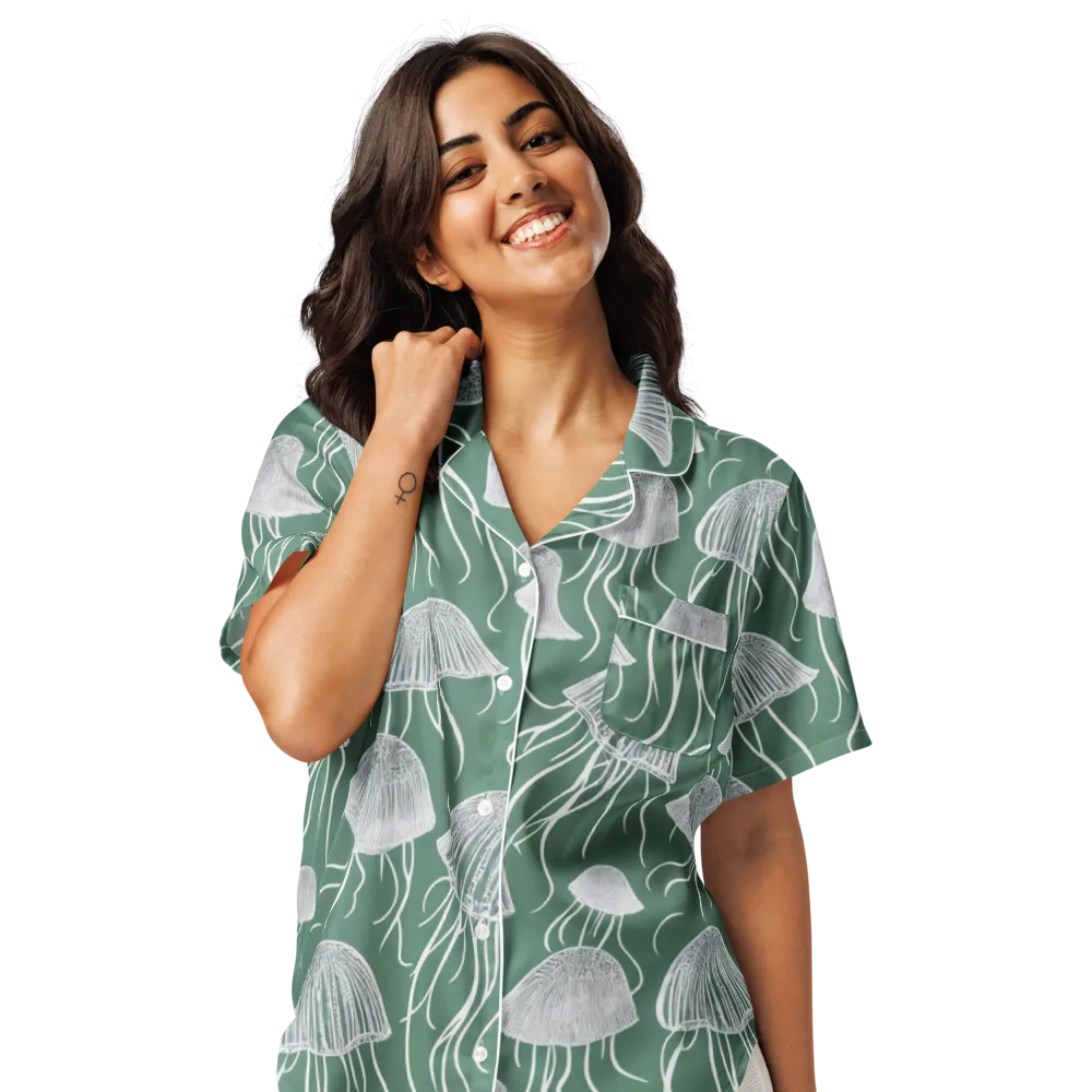 Seafoam Drift on Women's Short Sleeve Pajama Top — Front