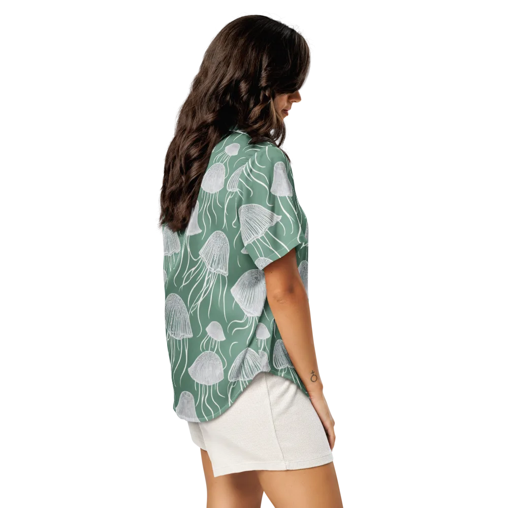 Seafoam Drift on Women's Short Sleeve Pajama Top — Right Back