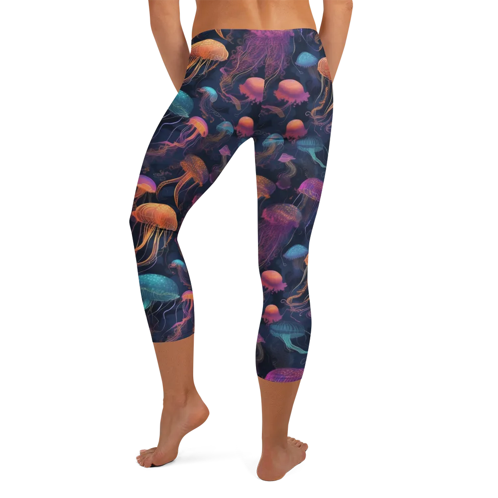 Neon Jelly Garden on Capri Leggings — Back