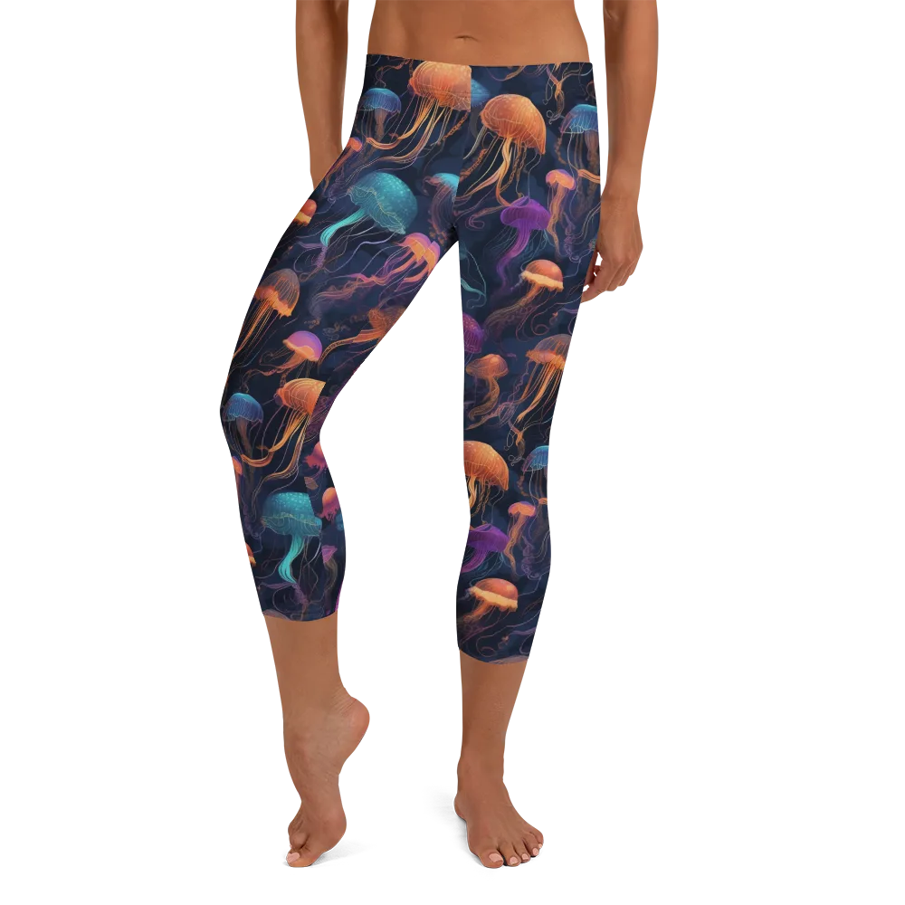 Neon Jelly Garden on Capri Leggings — Front
