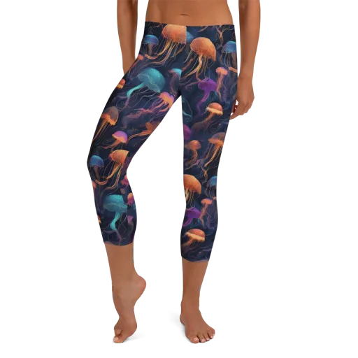 Neon Jelly Garden on a Capri Leggings