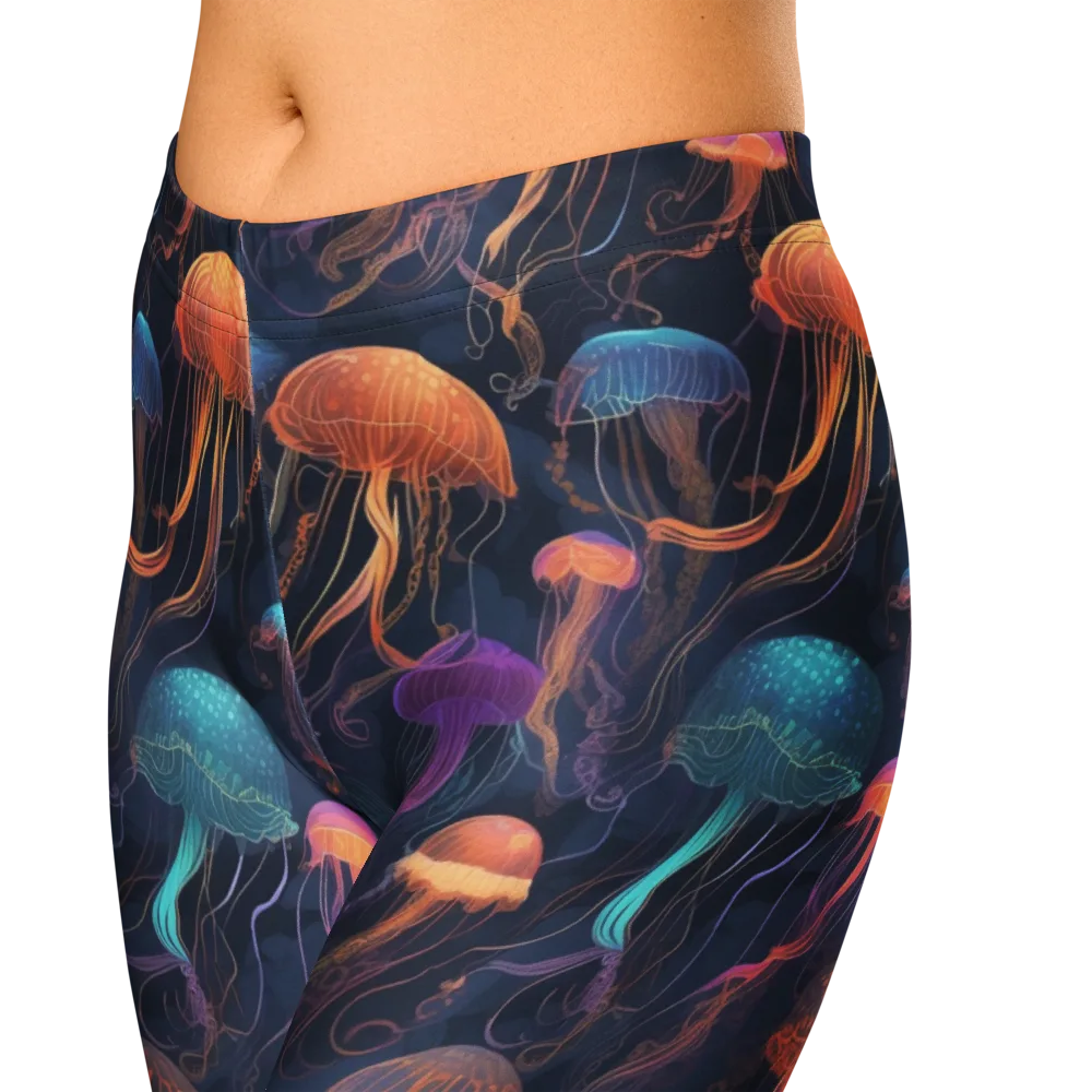 Neon Jelly Garden on Capri Leggings — Zoomed-in