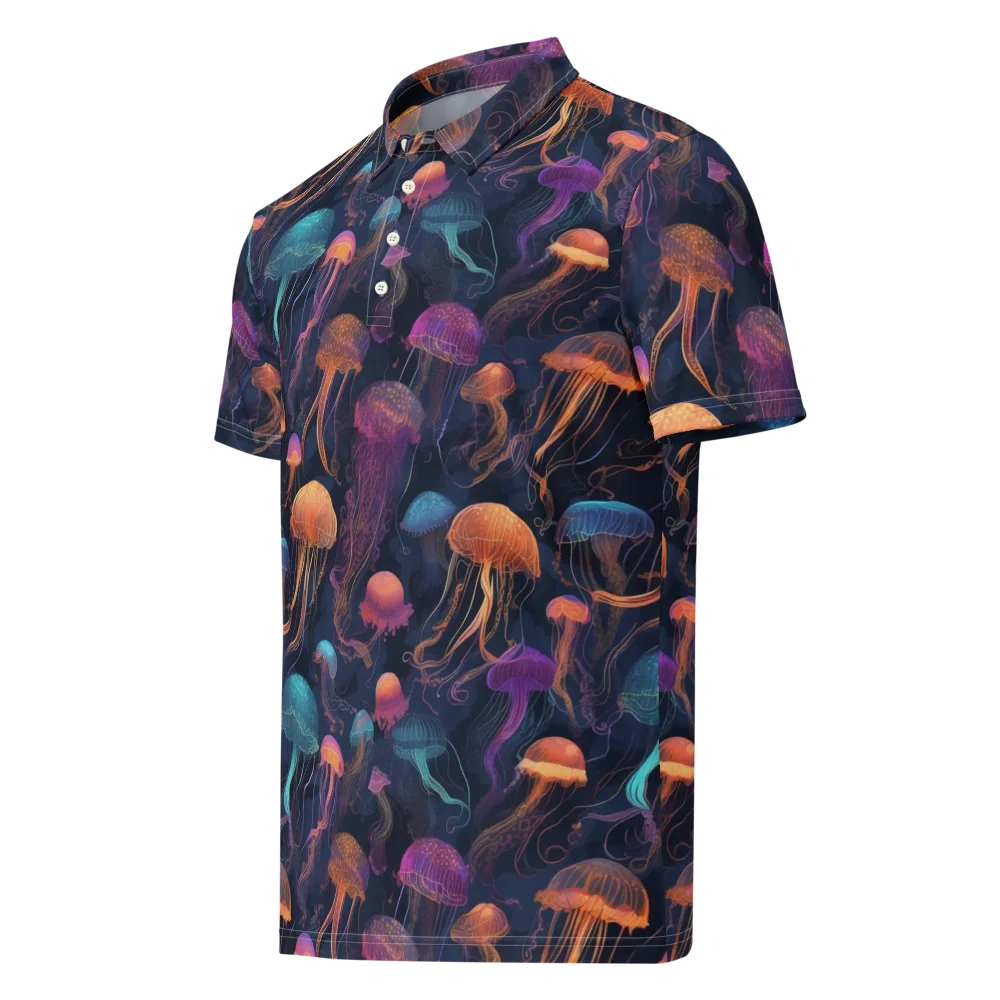 Neon Jelly Garden on Men's Slim Fit Polo Shirt — Left Front