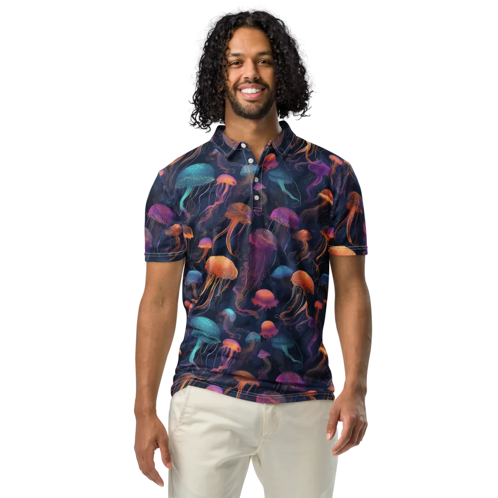 Neon Jelly Garden on Men's Slim Fit Polo Shirt — Front