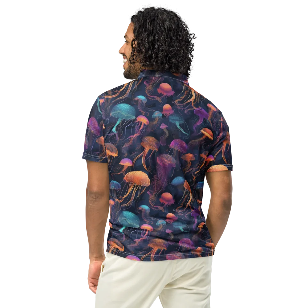 Neon Jelly Garden on Men's Slim Fit Polo Shirt — Back