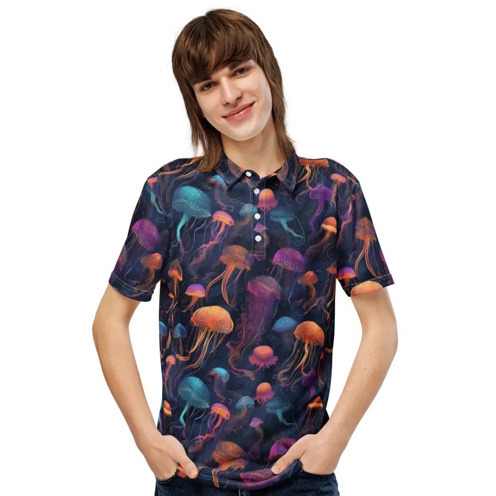 Neon Jelly Garden on Men's Slim Fit Polo Shirt — Front