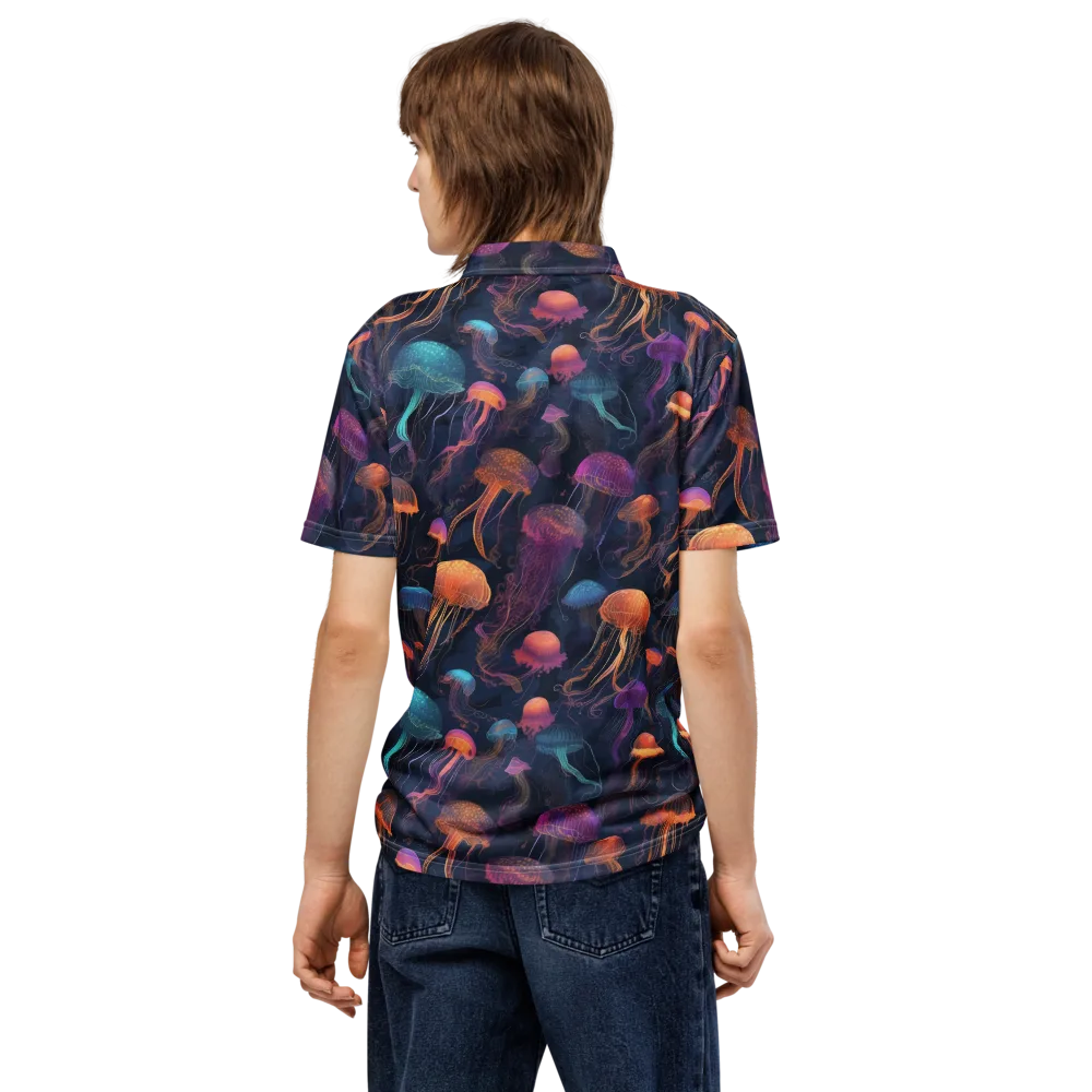 Neon Jelly Garden on Men's Slim Fit Polo Shirt — Back