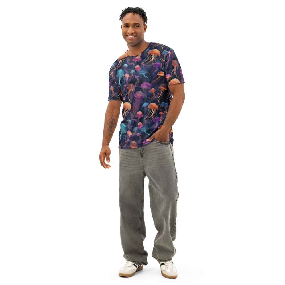 Neon Jelly Garden on Men's Cotton Crew Neck T-Shirt — Front