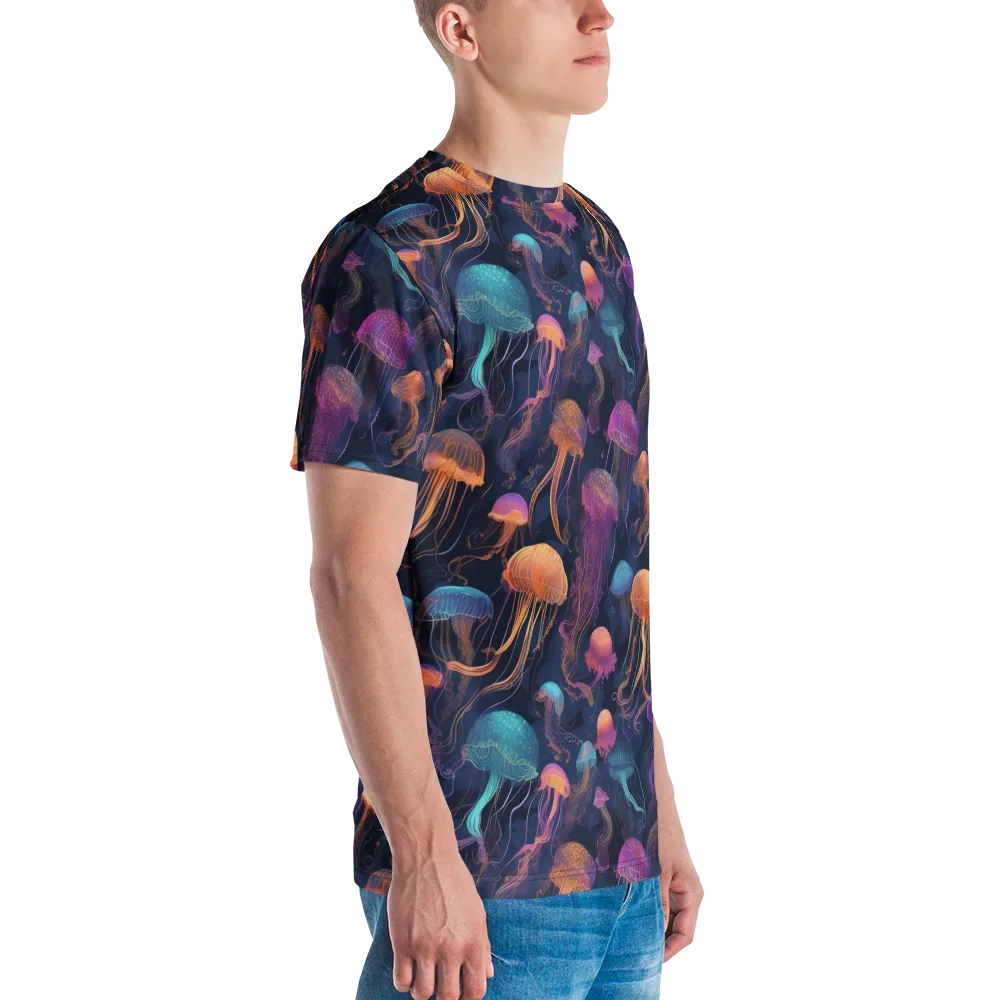 Neon Jelly Garden on Men's Crew Neck T-Shirt — Right