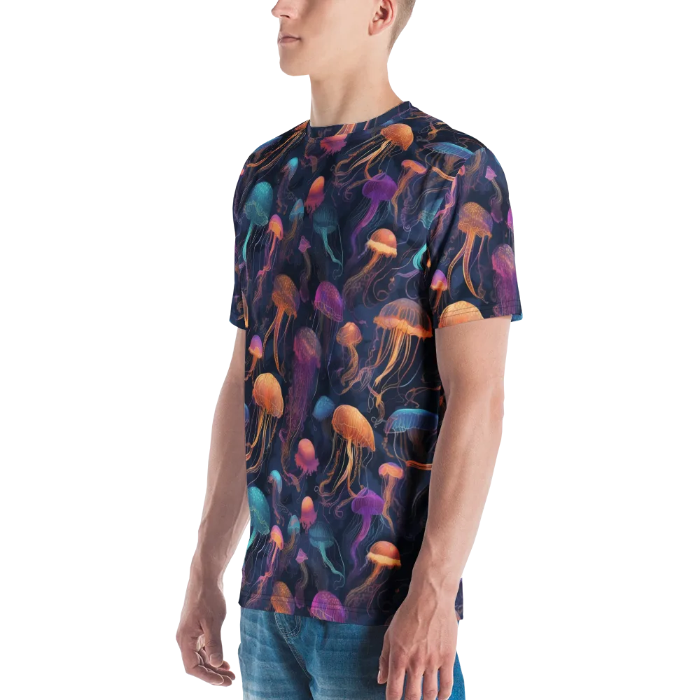 Neon Jelly Garden on Men's Crew Neck T-Shirt — Left