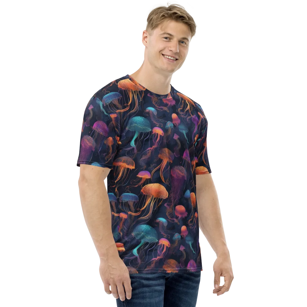 Neon Jelly Garden on Men's Crew Neck T-Shirt — Right