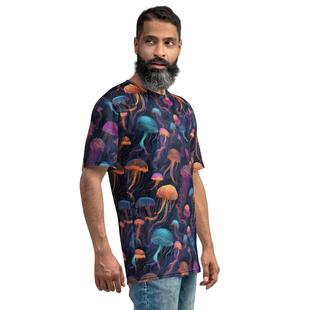 Neon Jelly Garden on Men's Crew Neck T-Shirt — Right