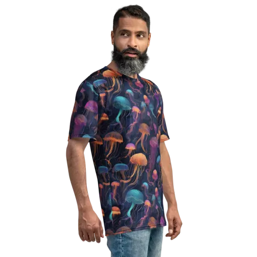 Neon Jelly Garden on a Men's Crew Neck T-Shirt