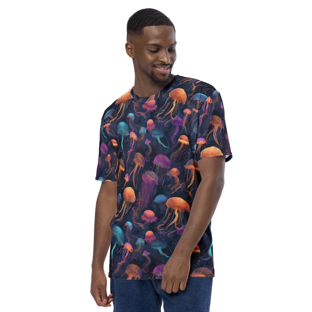 Neon Jelly Garden on Men's Crew Neck T-Shirt — Left