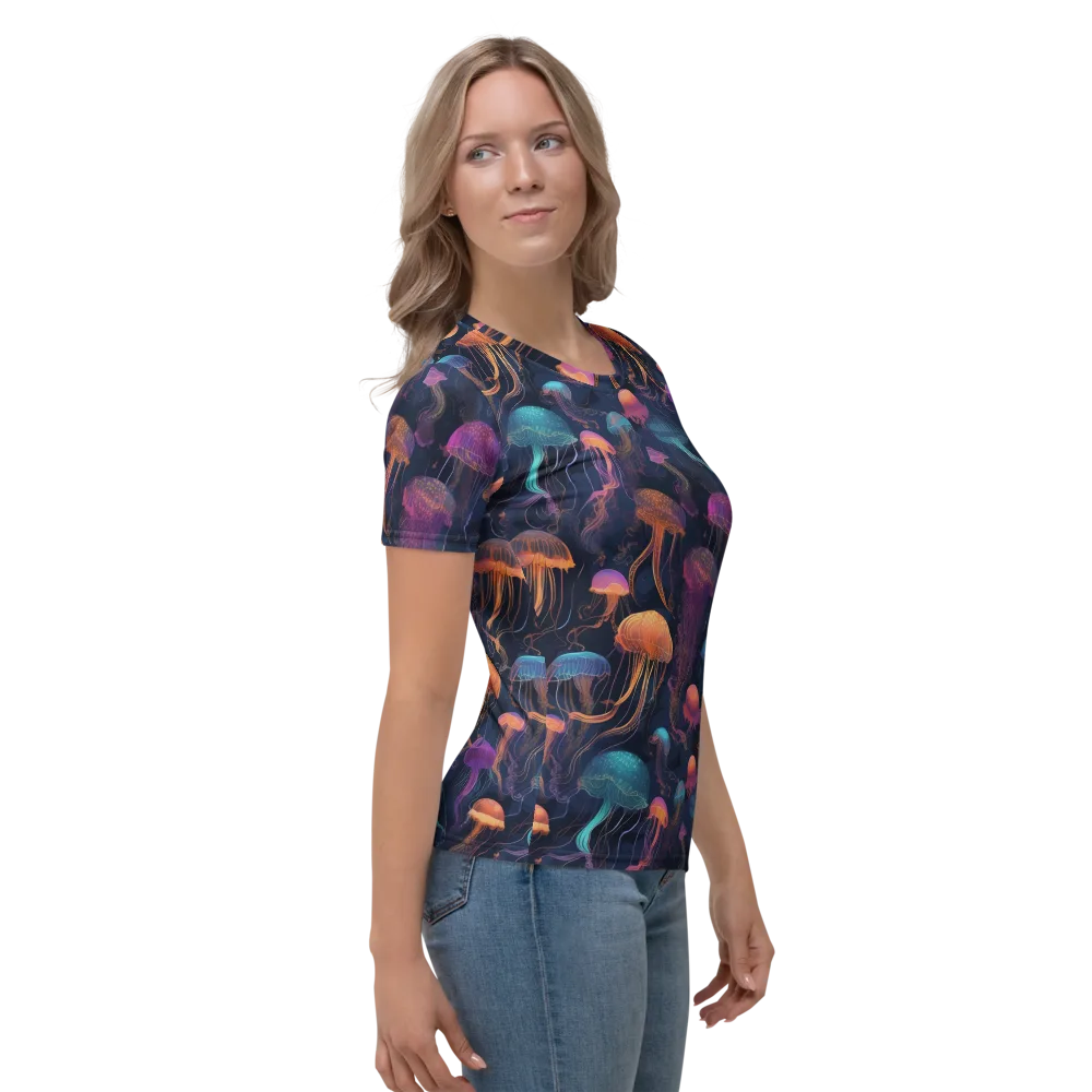 Neon Jelly Garden on Women's Crew Neck T-Shirt — Right