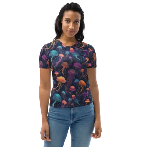 Neon Jelly Garden on a Women's Crew Neck T-Shirt