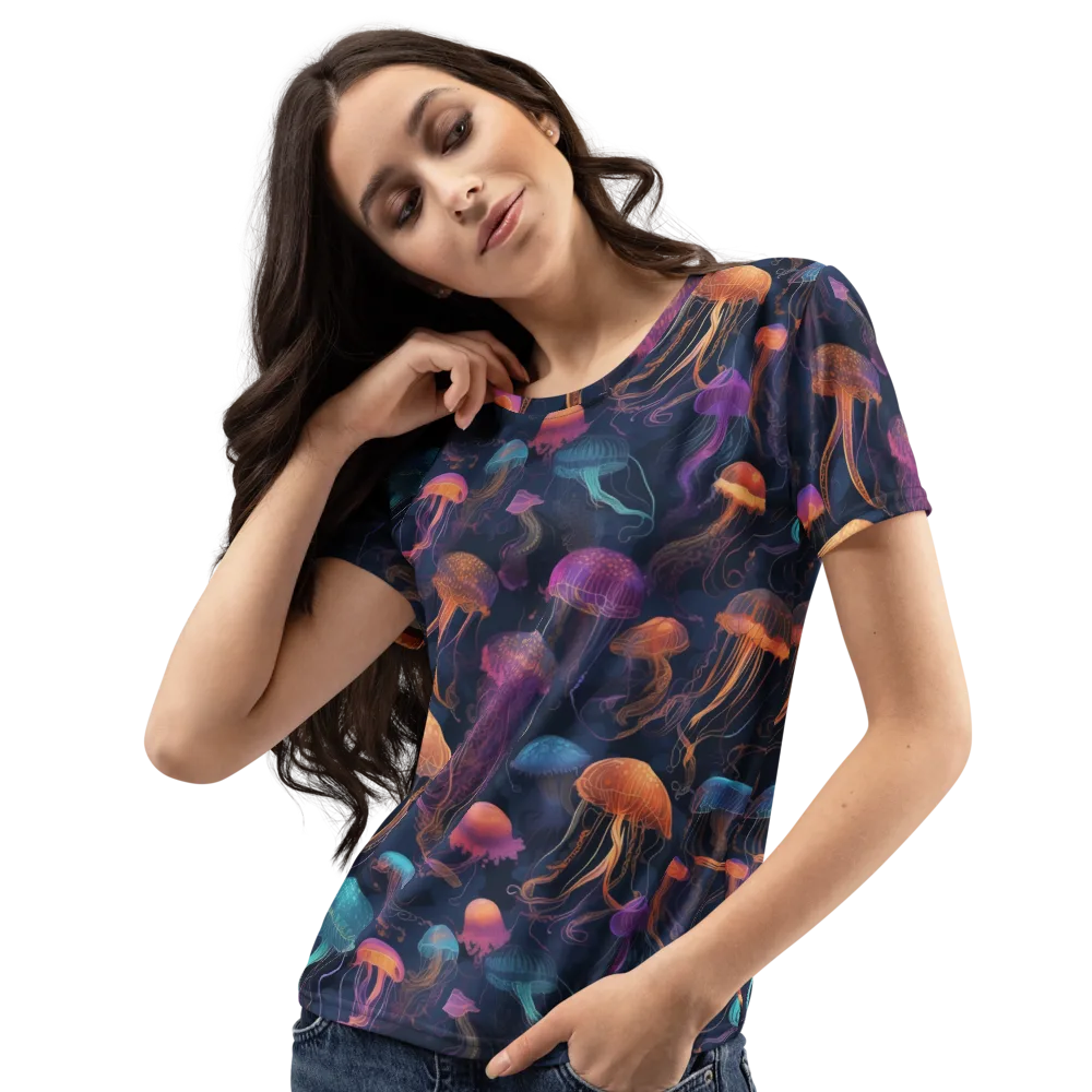 Neon Jelly Garden on Women's Crew Neck T-Shirt — Left Front
