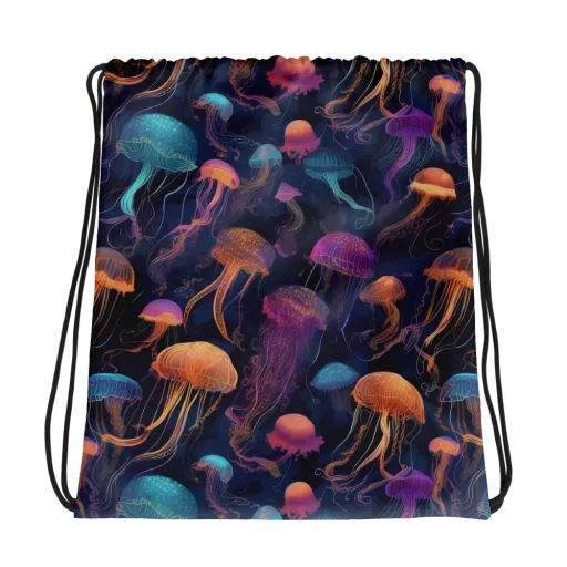 Neon Jelly Garden on a Drawstring Bag