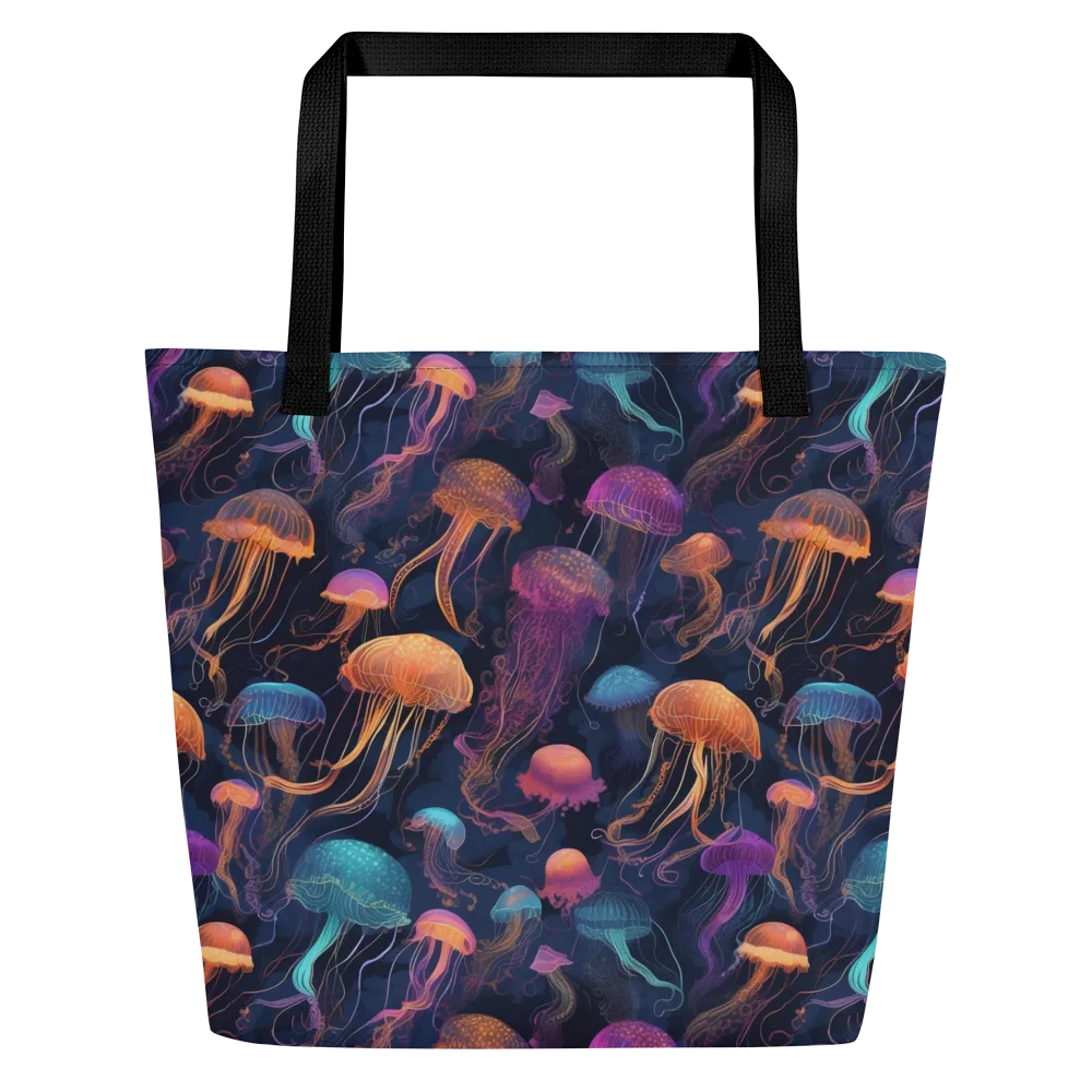Neon Jelly Garden on Large Tote Bag W/ Pocket — Front