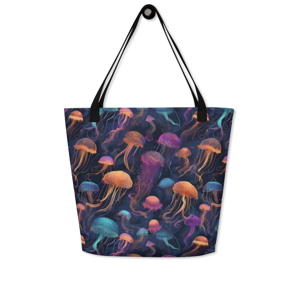 Neon Jelly Garden on Large Tote Bag W/ Pocket — Front