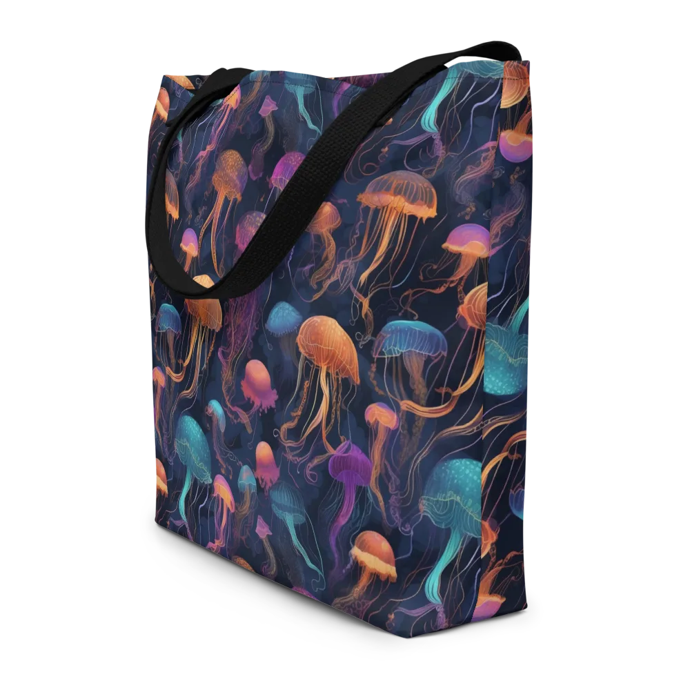 Neon Jelly Garden on Large Tote Bag W/ Pocket — Front
