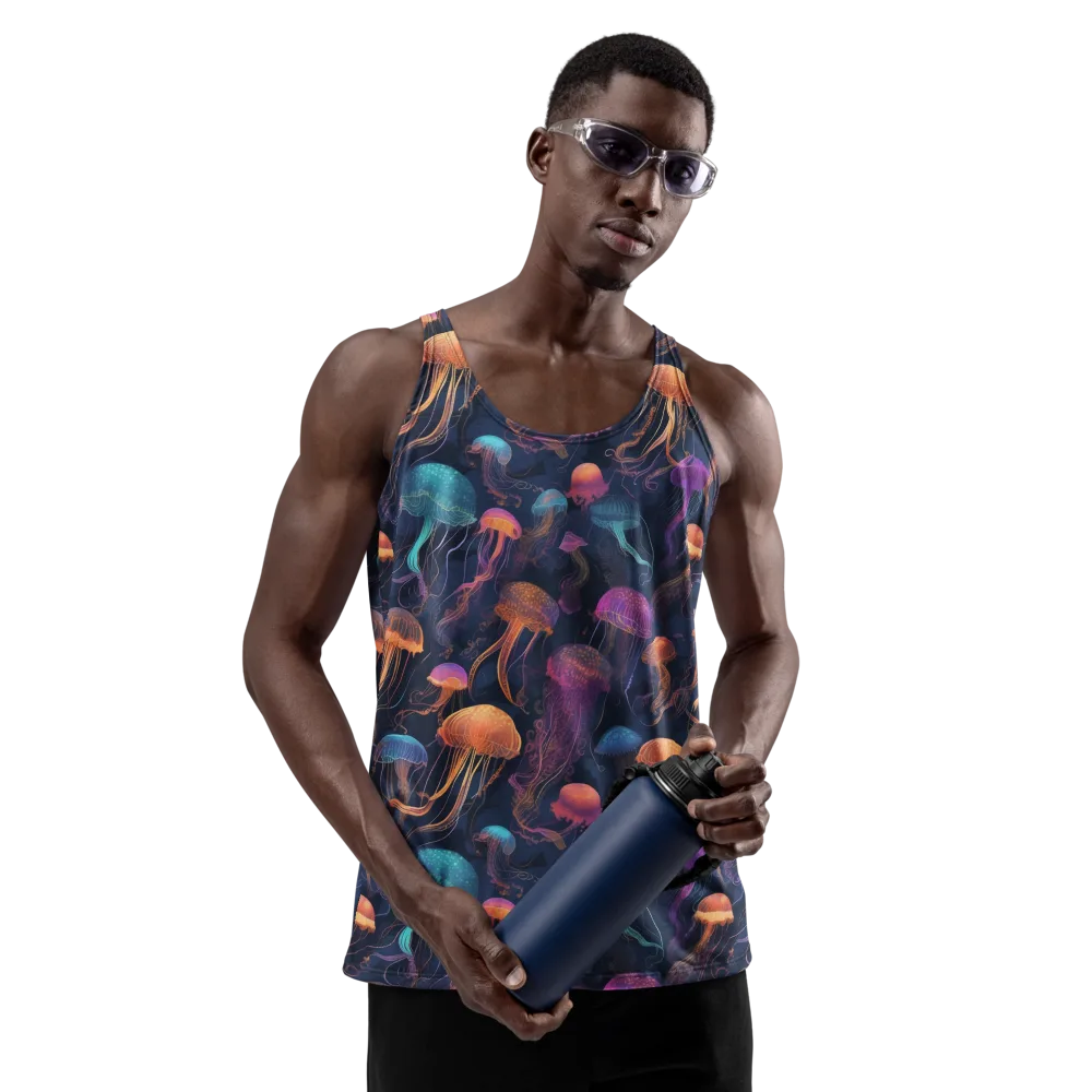 Neon Jelly Garden on Men's Tank Top — Front