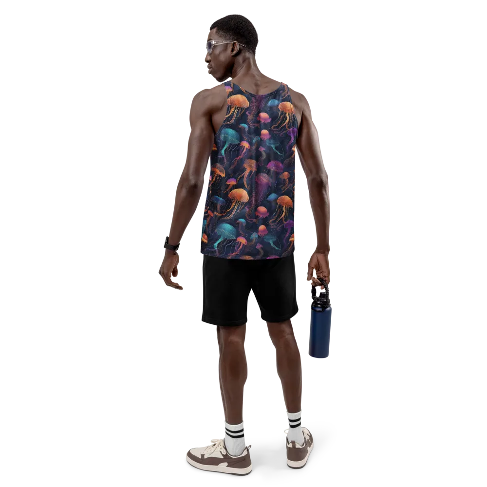 Neon Jelly Garden on Men's Tank Top — Back