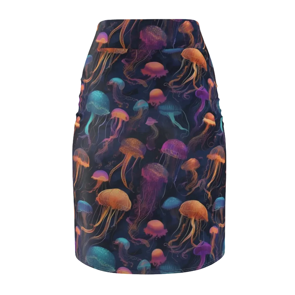Neon Jelly Garden on Pencil Skirt — Back