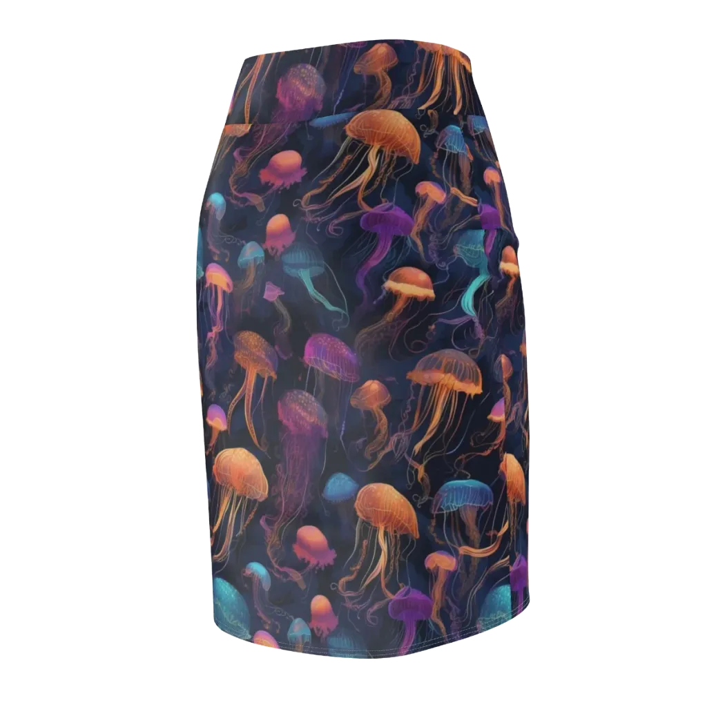 Neon Jelly Garden on Pencil Skirt — Back Side