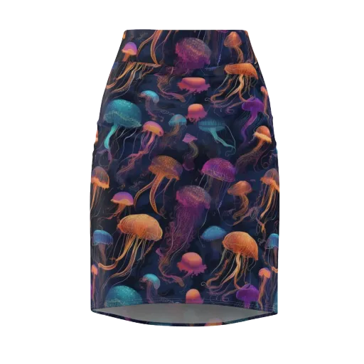Neon Jelly Garden on a Pencil Skirt