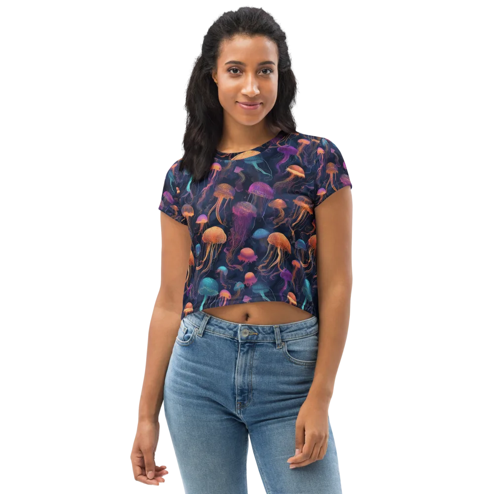 Neon Jelly Garden on Crop Tee — Front