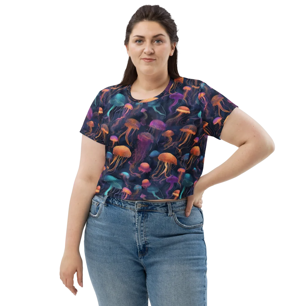Neon Jelly Garden on Crop Tee — Front
