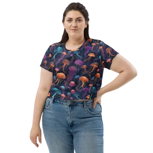 Neon Jelly Garden on a Crop Tee