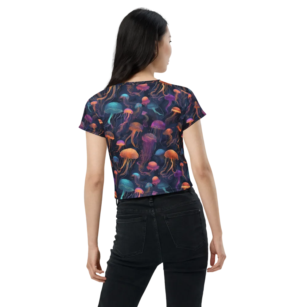 Neon Jelly Garden on Crop Tee — Back